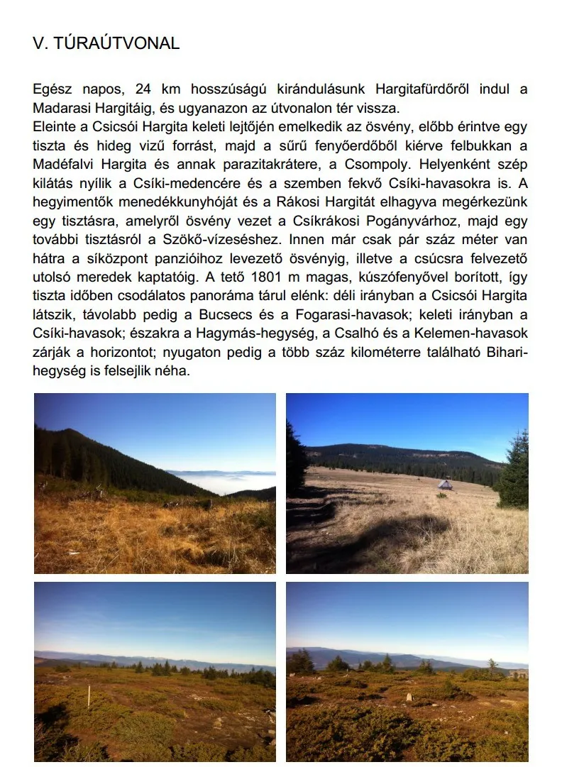 Hargitafürdő, gyalogtúra útvonalak, túraútvonalak